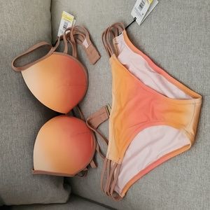 sunset neon pink bikini NWT 38B/L